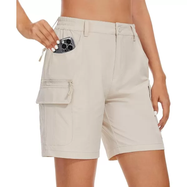 MAGCOMSEN Women's 7" Golf Shorts 6 Pockets Quick Dry Hiking Cargo Shorts Lightweight Water Resistant Summer Outdoor Shorts