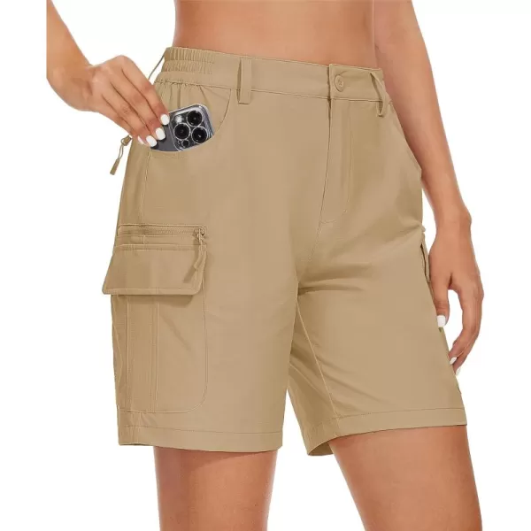 MAGCOMSEN Women's 7" Golf Shorts 6 Pockets Quick Dry Hiking Cargo Shorts Lightweight Water Resistant Summer Outdoor Shorts