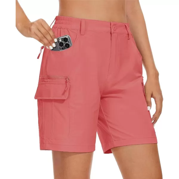 MAGCOMSEN Women's 7" Golf Shorts 6 Pockets Quick Dry Hiking Cargo Shorts Lightweight Water Resistant Summer Outdoor Shorts