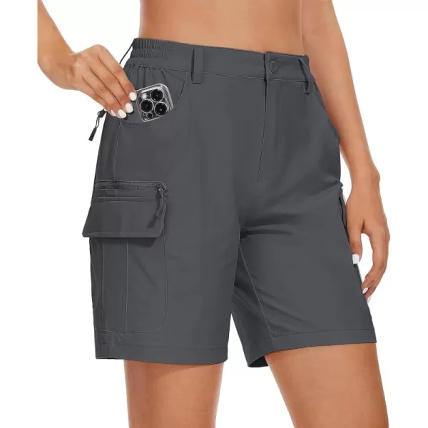 MAGCOMSEN Women's 7" Golf Shorts 6 Pockets Quick Dry Hiking Cargo Shorts Lightweight Water Resistant Summer Outdoor Shorts