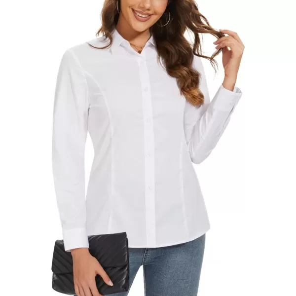 MAGCOMSEN Womens Basic Button Up Shirt Slim Fit Casual Blouse Formal Tops Long-Sleeve Work Wear Dress Shirt
