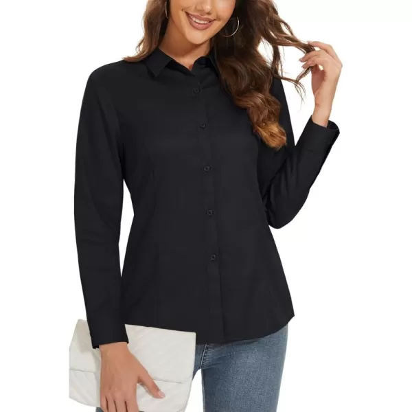 MAGCOMSEN Womens Basic Button Up Shirt Slim Fit Casual Blouse Formal Tops Long-Sleeve Work Wear Dress Shirt
