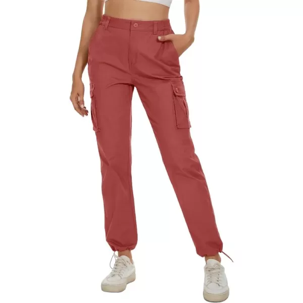 MAGCOMSEN Womens Cargo Pants 6 Pockets Cotton Work Pants Casual Stylish Elastic Waistband Military Trousers