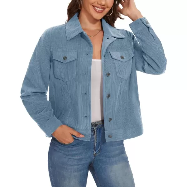 MAGCOMSEN Women's Casual Corduroy Jackets Soft Warm Button Down Shacket Jacket Long Sleeve Fall Outerwear with Pockets