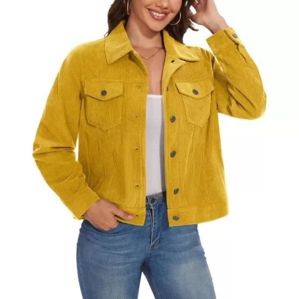 MAGCOMSEN Women's Casual Corduroy Jackets Soft Warm Button Down Shacket Jacket Long Sleeve Fall Outerwear with Pockets