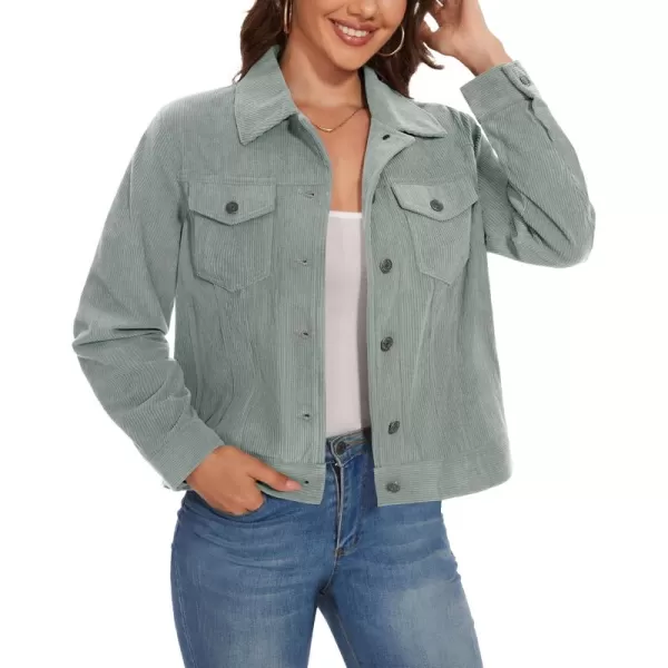 MAGCOMSEN Women's Casual Corduroy Jackets Soft Warm Button Down Shacket Jacket Long Sleeve Fall Outerwear with Pockets
