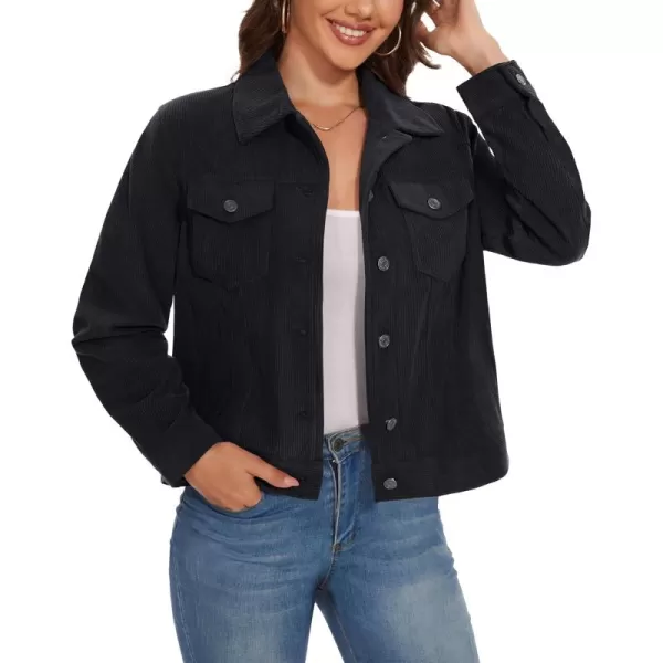 MAGCOMSEN Women's Casual Corduroy Jackets Soft Warm Button Down Shacket Jacket Long Sleeve Fall Outerwear with Pockets