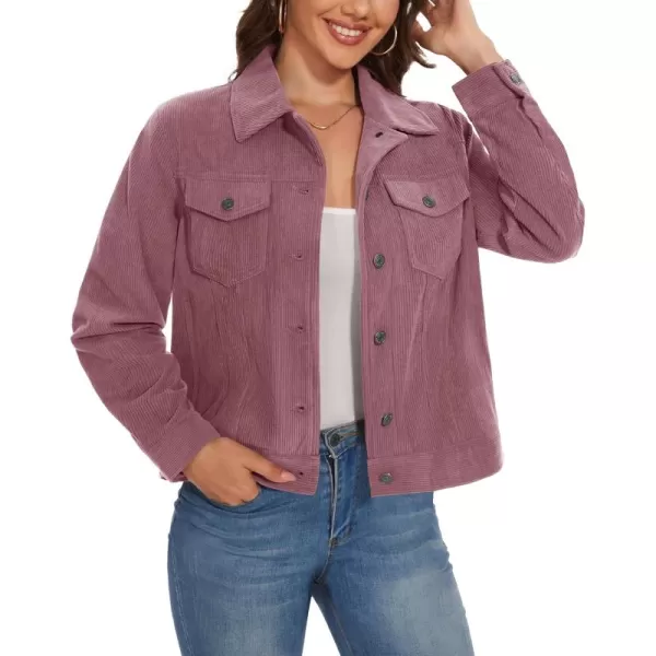 MAGCOMSEN Women's Casual Corduroy Jackets Soft Warm Button Down Shacket Jacket Long Sleeve Fall Outerwear with Pockets