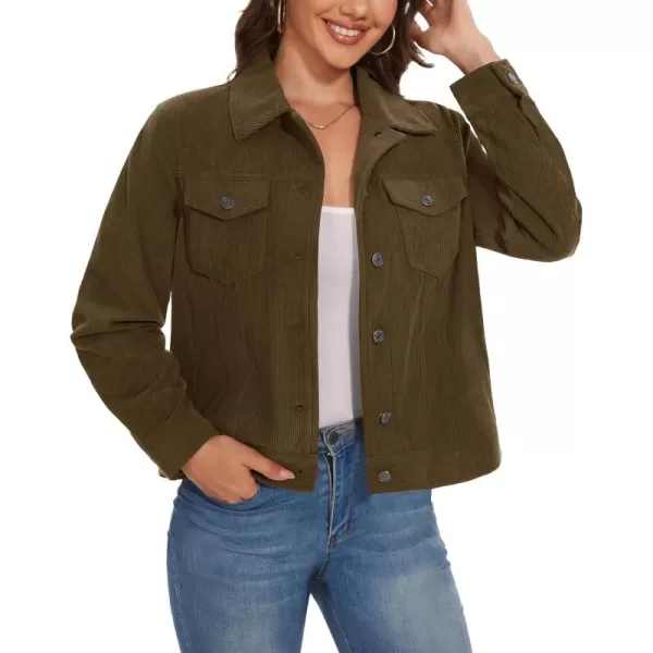 MAGCOMSEN Women's Casual Corduroy Jackets Soft Warm Button Down Shacket Jacket Long Sleeve Fall Outerwear with Pockets