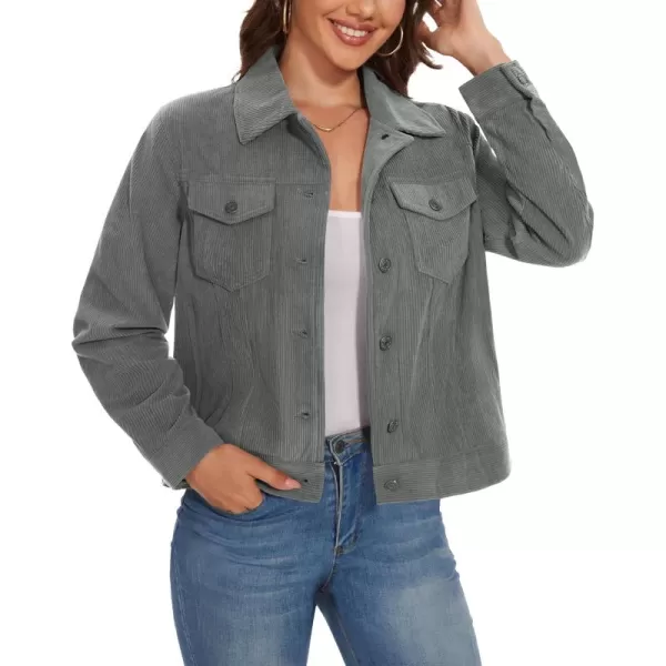MAGCOMSEN Women's Casual Corduroy Jackets Soft Warm Button Down Shacket Jacket Long Sleeve Fall Outerwear with Pockets