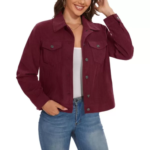 MAGCOMSEN Women's Casual Corduroy Jackets Soft Warm Button Down Shacket Jacket Long Sleeve Fall Outerwear with Pockets