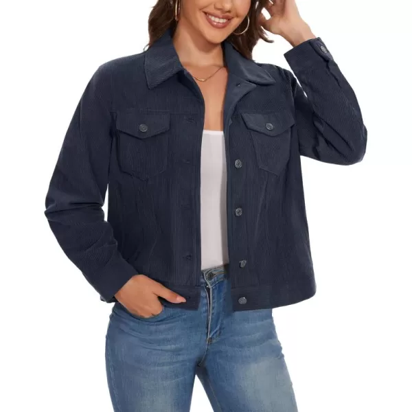 MAGCOMSEN Women's Casual Corduroy Jackets Soft Warm Button Down Shacket Jacket Long Sleeve Fall Outerwear with Pockets