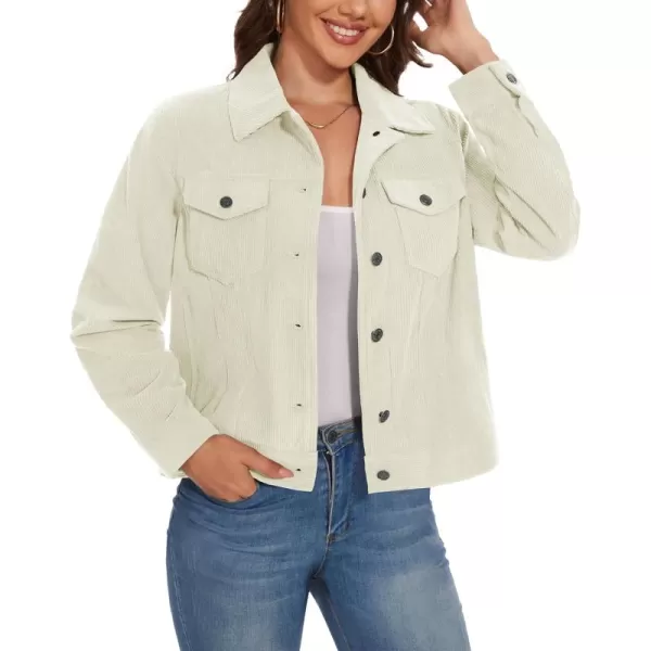 MAGCOMSEN Women's Casual Corduroy Jackets Soft Warm Button Down Shacket Jacket Long Sleeve Fall Outerwear with Pockets