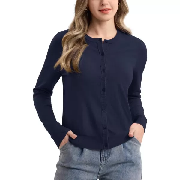 MAGCOMSEN Women's Classic Cardigan Sweater Long Sleeve Button Down Crew Neck Open Front Casual Knit Cardigan
