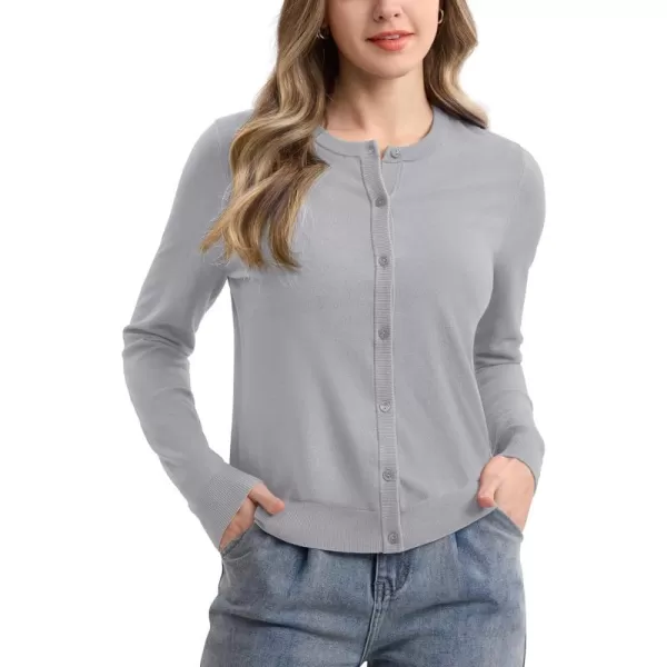 MAGCOMSEN Women's Classic Cardigan Sweater Long Sleeve Button Down Crew Neck Open Front Casual Knit Cardigan