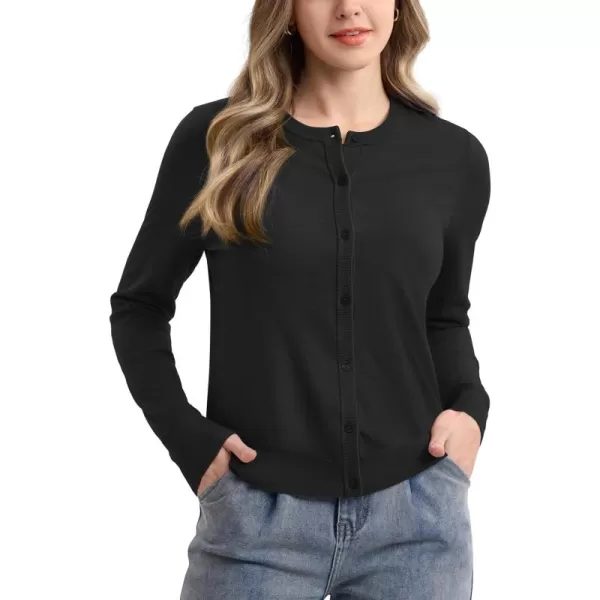 MAGCOMSEN Women's Classic Cardigan Sweater Long Sleeve Button Down Crew Neck Open Front Casual Knit Cardigan