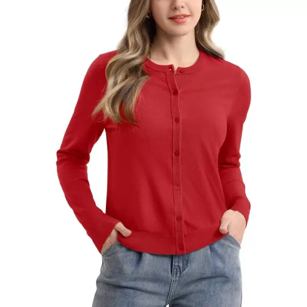 MAGCOMSEN Women's Classic Cardigan Sweater Long Sleeve Button Down Crew Neck Open Front Casual Knit Cardigan