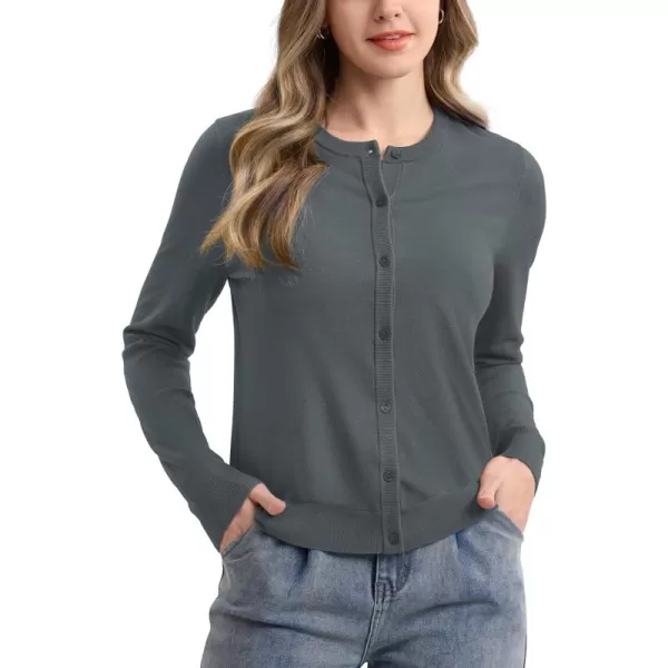 MAGCOMSEN Women's Classic Cardigan Sweater Long Sleeve Button Down Crew Neck Open Front Casual Knit Cardigan
