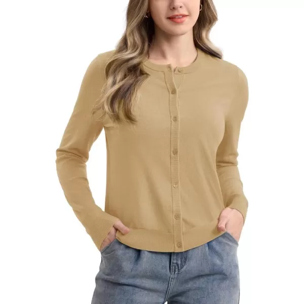 MAGCOMSEN Women's Classic Cardigan Sweater Long Sleeve Button Down Crew Neck Open Front Casual Knit Cardigan
