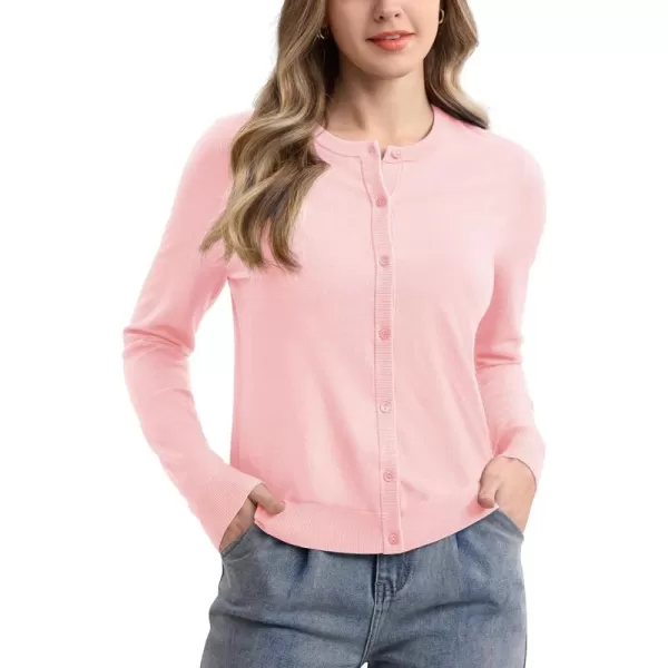 MAGCOMSEN Women's Classic Cardigan Sweater Long Sleeve Button Down Crew Neck Open Front Casual Knit Cardigan