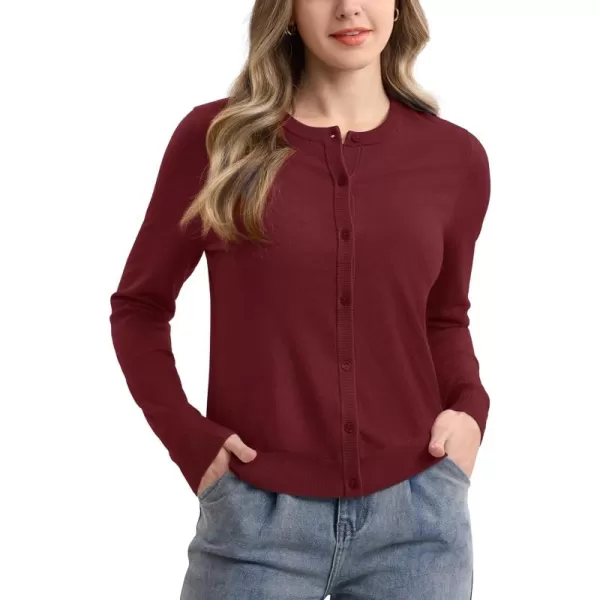 MAGCOMSEN Women's Classic Cardigan Sweater Long Sleeve Button Down Crew Neck Open Front Casual Knit Cardigan