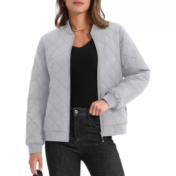 MAGCOMSEN Women's Diamond Quilted Jackets Lightweight Casual Bomber Jacket Warm Cotton Padded Coats with 2 Pockets