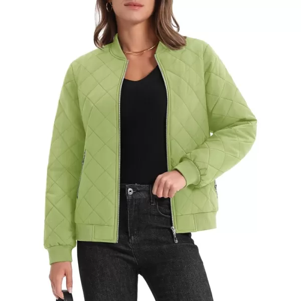 MAGCOMSEN Women's Diamond Quilted Jackets Lightweight Casual Bomber Jacket Warm Cotton Padded Coats with 2 Pockets