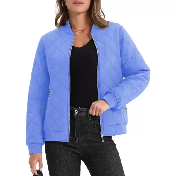 MAGCOMSEN Women's Diamond Quilted Jackets Lightweight Casual Bomber Jacket Warm Cotton Padded Coats with 2 Pockets