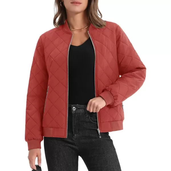 MAGCOMSEN Women's Diamond Quilted Jackets Lightweight Casual Bomber Jacket Warm Cotton Padded Coats with 2 Pockets