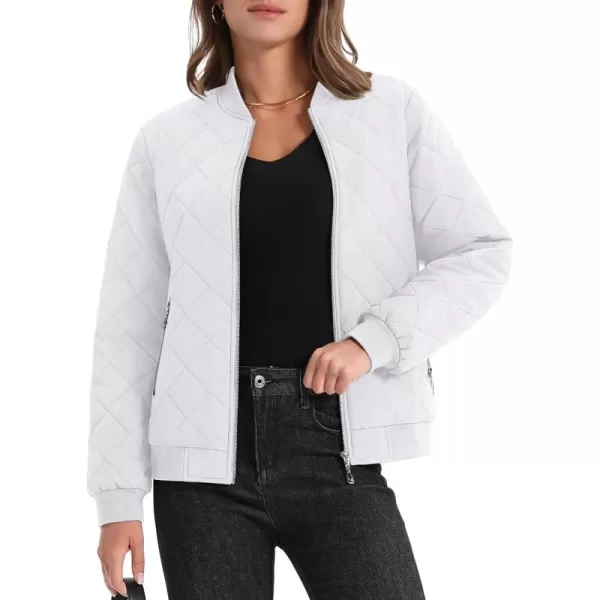 MAGCOMSEN Women's Diamond Quilted Jackets Lightweight Casual Bomber Jacket Warm Cotton Padded Coats with 2 Pockets