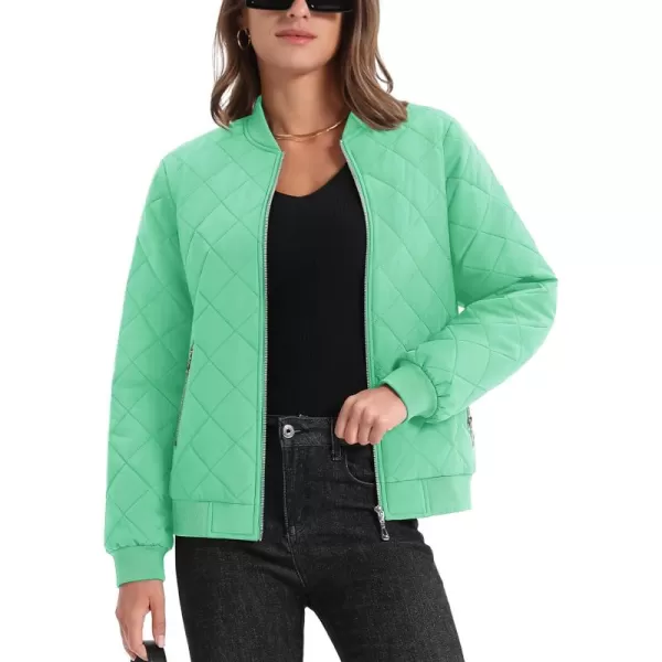 MAGCOMSEN Women's Diamond Quilted Jackets Lightweight Casual Bomber Jacket Warm Cotton Padded Coats with 2 Pockets