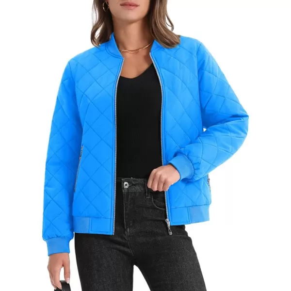 MAGCOMSEN Women's Diamond Quilted Jackets Lightweight Casual Bomber Jacket Warm Cotton Padded Coats with 2 Pockets