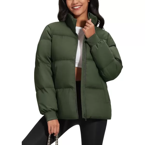 MAGCOMSEN Women's Down Jacket Baggy Puffer Jackets Stand Collar Water-resistant Winter Padded Quilted Coat with Pockets