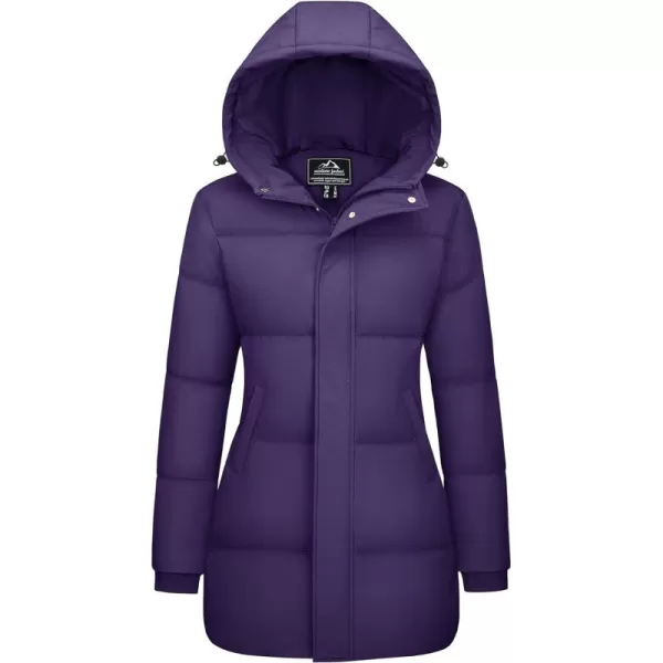 MAGCOMSEN Women's Down Jacket Long Thicken Winter Puffer Jacket Quilted Water-Resistant Wram Hooded Padded Coats