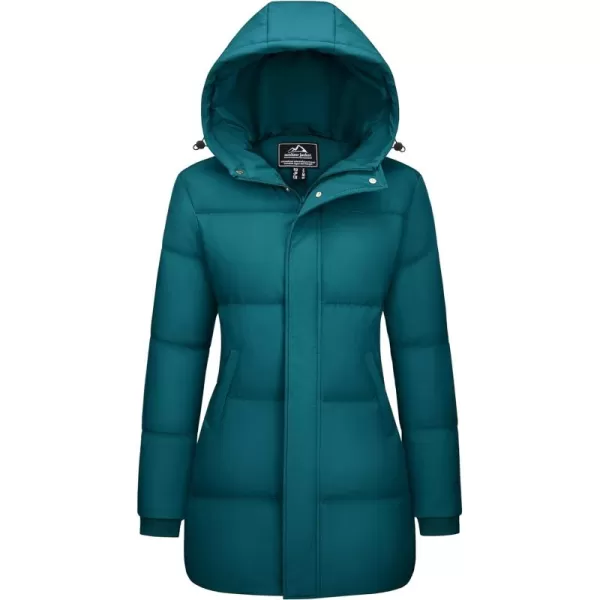 MAGCOMSEN Women's Down Jacket Long Thicken Winter Puffer Jacket Quilted Water-Resistant Wram Hooded Padded Coats