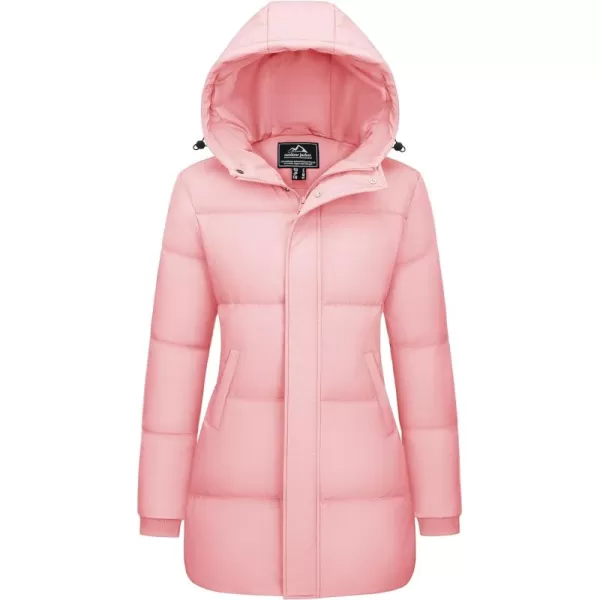 MAGCOMSEN Women's Down Jacket Long Thicken Winter Puffer Jacket Quilted Water-Resistant Wram Hooded Padded Coats