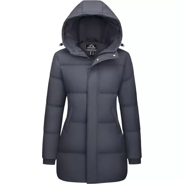 MAGCOMSEN Women's Down Jacket Long Thicken Winter Puffer Jacket Quilted Water-Resistant Wram Hooded Padded Coats