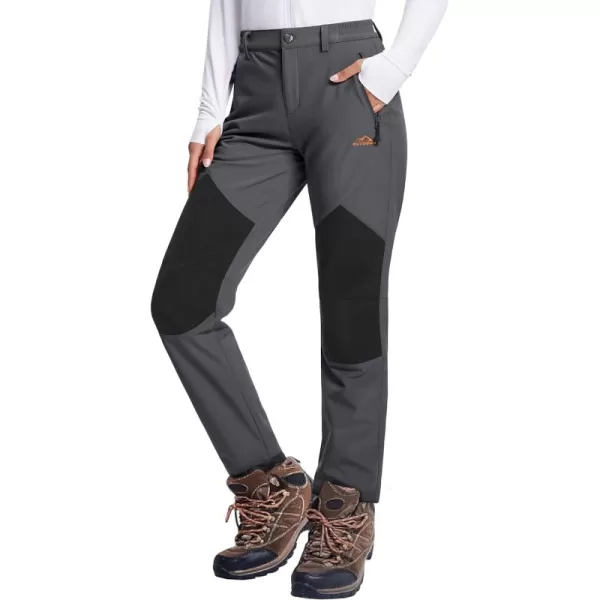 MAGCOMSEN Women's Fleece Lined Hiking Pants Waterproof Insulated Outdoor Snow Ski Pants Winter Hunting Softshell Pants