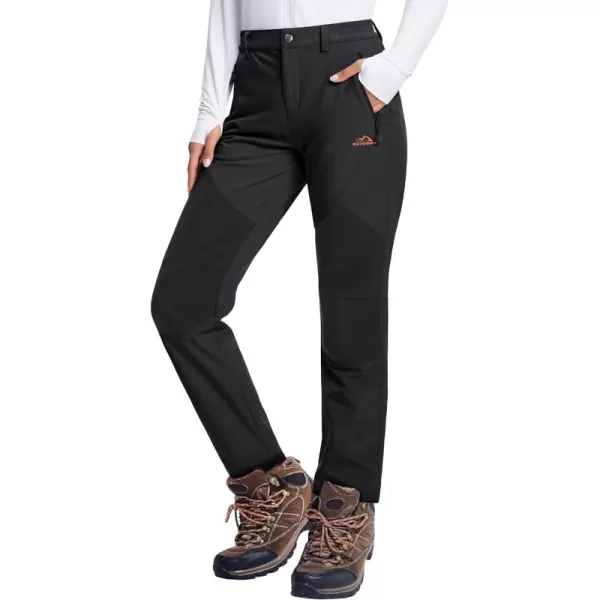 MAGCOMSEN Women's Fleece Lined Hiking Pants Waterproof Insulated Outdoor Snow Ski Pants Winter Hunting Softshell Pants