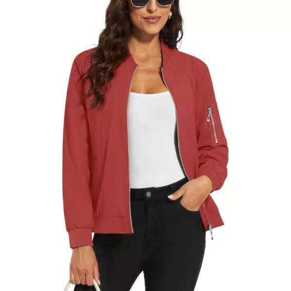 MAGCOMSEN Women's Jacket Lightweight Bomber Jackets 5 Pockets Windbreaker Zip-up Casual Moto Outwear