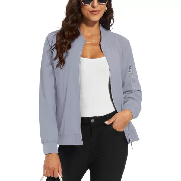 MAGCOMSEN Women's Jacket Lightweight Bomber Jackets 5 Pockets Windbreaker Zip-up Casual Moto Outwear