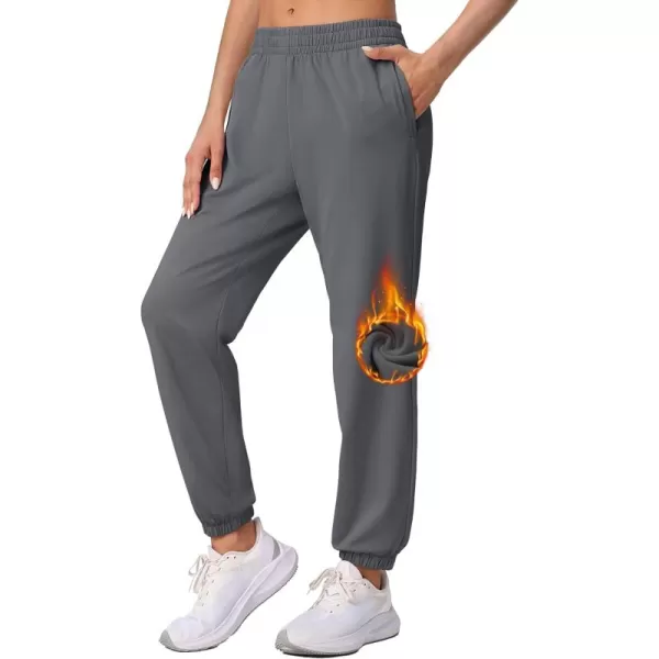 MAGCOMSEN Women's Joggers with Pockets Fleece Lined Water Resistant Warm Sweatpants Winter Jogging Hiking Pants