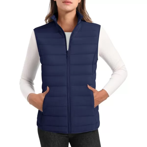 MAGCOMSEN Women's Lightweight Puffer Vest Sleeveless Quilted Stand Collar Zip Jacket 4 Pockets Padded Outerwear Vests