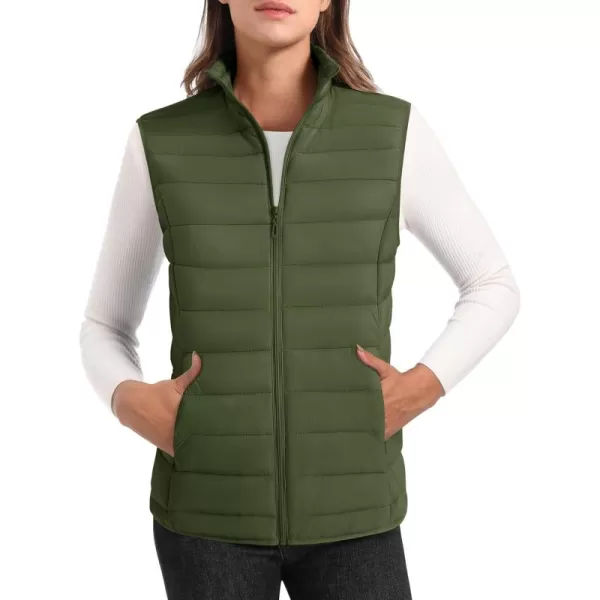 MAGCOMSEN Women's Lightweight Puffer Vest Sleeveless Quilted Stand Collar Zip Jacket 4 Pockets Padded Outerwear Vests