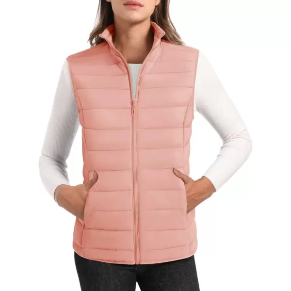 MAGCOMSEN Women's Lightweight Puffer Vest Sleeveless Quilted Stand Collar Zip Jacket 4 Pockets Padded Outerwear Vests