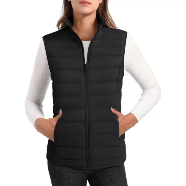 MAGCOMSEN Women's Lightweight Puffer Vest Sleeveless Quilted Stand Collar Zip Jacket 4 Pockets Padded Outerwear Vests