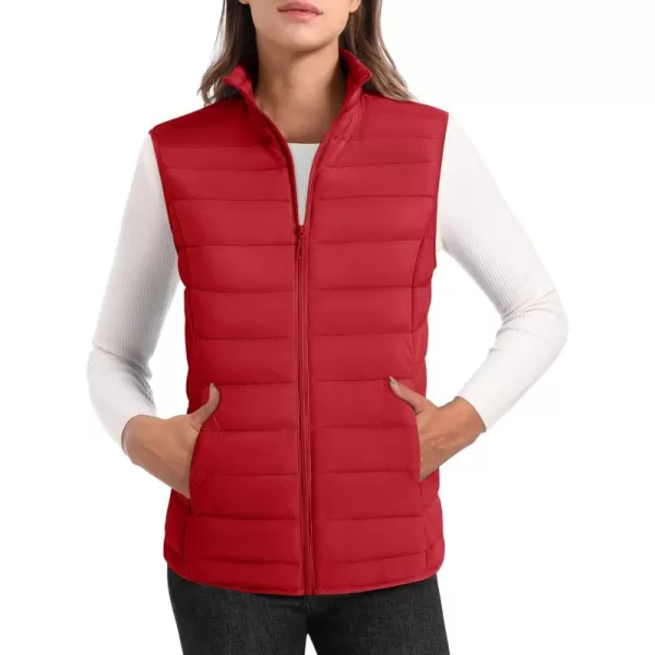 MAGCOMSEN Women's Lightweight Puffer Vest Sleeveless Quilted Stand Collar Zip Jacket 4 Pockets Padded Outerwear Vests