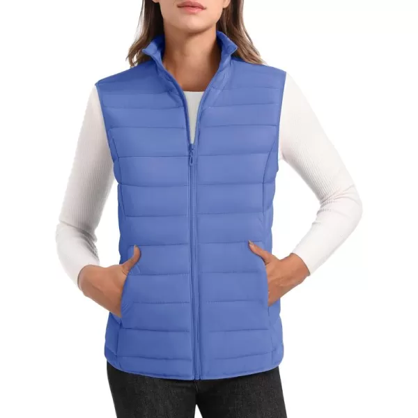 MAGCOMSEN Women's Lightweight Puffer Vest Sleeveless Quilted Stand Collar Zip Jacket 4 Pockets Padded Outerwear Vests