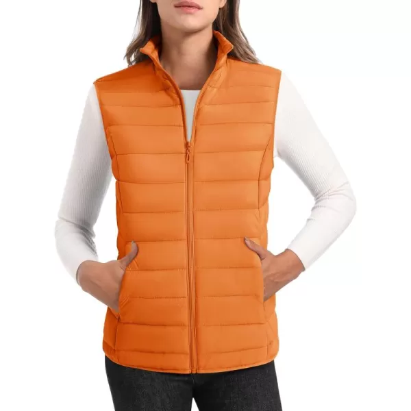MAGCOMSEN Women's Lightweight Puffer Vest Sleeveless Quilted Stand Collar Zip Jacket 4 Pockets Padded Outerwear Vests