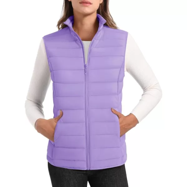 MAGCOMSEN Women's Lightweight Puffer Vest Sleeveless Quilted Stand Collar Zip Jacket 4 Pockets Padded Outerwear Vests